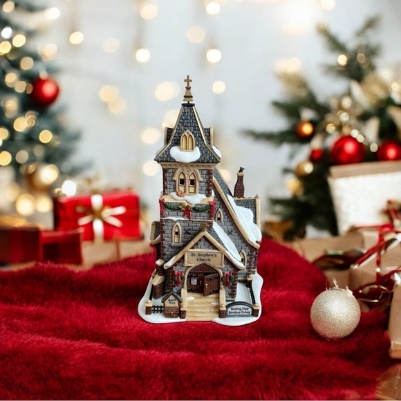 VNTG Christmas Village Department 56 St Stephen Church Victorian Cathedral - Picture 1 of 8